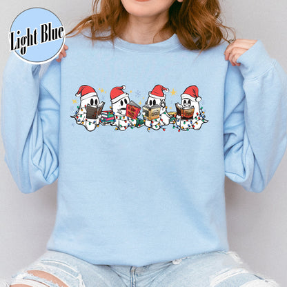 Christmas Ghost Reading, Halloween Cute Ghost Christmas Sweatshirt, Acotar Book Sweatshirt, Cute Spooky Ghost Christmas, Book Lover Gift, Book Sweatshirt