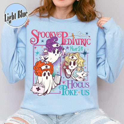 Halloween PEDs Nurse Sweatshirt, Hocus Poke Us Witch Nurse Sweatshirt, Spooky Pediatric Nurse Sweatshirt