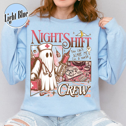 Halloween RN Sweatshirt, Night Shift Crew Ghost Sweatshirt, Registered Nurse Halloween Sweatshirt