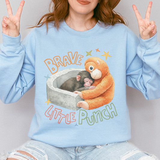 Punch the Monkey, Hang In There Punch, Team Punch, Baby Monkey Holding Plush Toy, Animal Lover Gift Sweatshirt