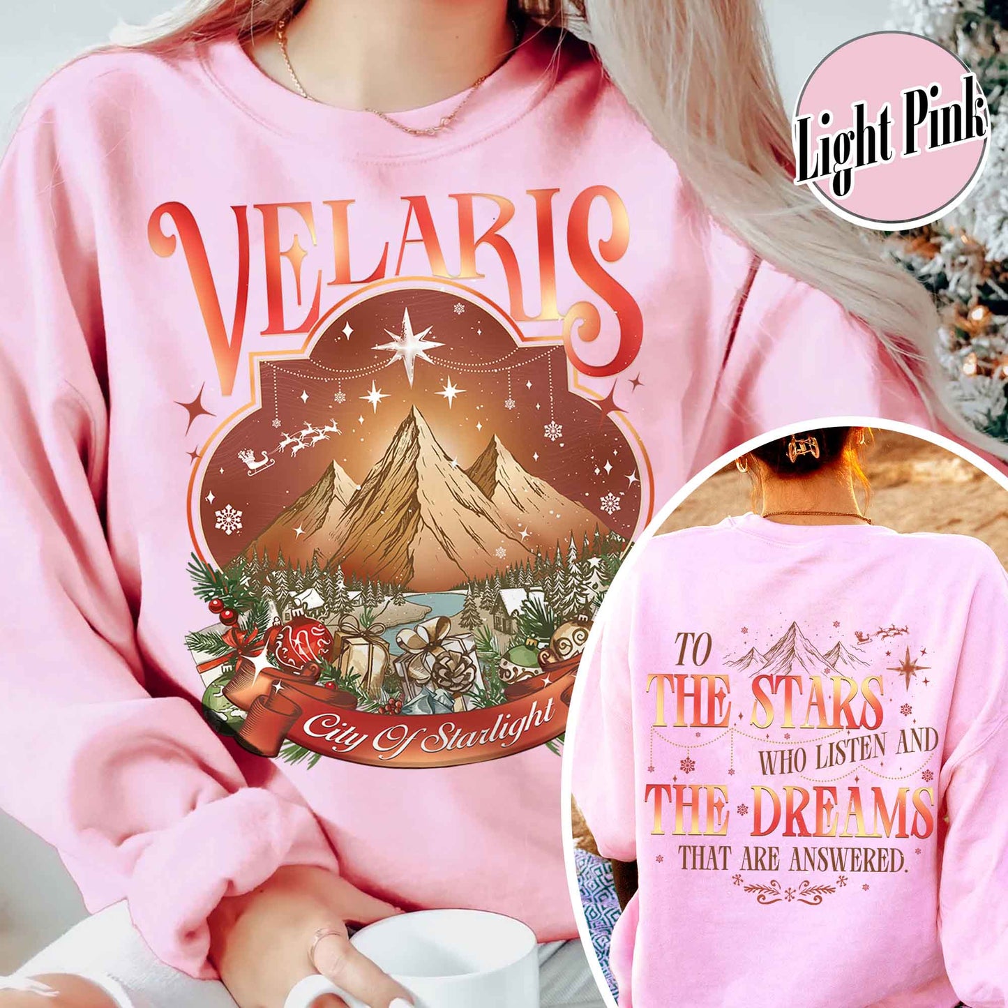 Velaris City of Starlight Two-Sided Sweatshirt, Velaris Sweatshirt Comfort Colors, Velaris City Starlight Sweatshirt, City of Velaris, Velaris Christmas Sweatshirt