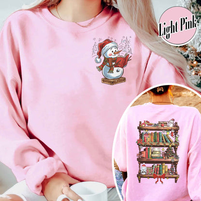 Book Lover Librarian Sweatshirt, Snowman Read Book Sweatshirt, Bookworm Christmas Sweatshirt