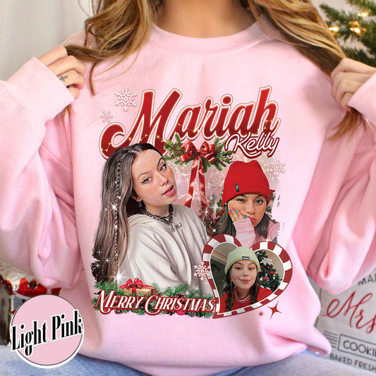 Custom Photo Sweatshirt, Custom Photo Bootleg Girlfriend Sweatshirt, Sweatshirt With Face on It for Boyfriend, Birthday Gift, Custom Photo Christmas Sweatshirt