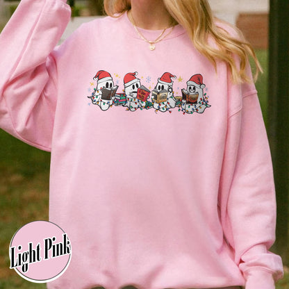 Christmas Ghost Reading, Halloween Cute Ghost Christmas Sweatshirt, Acotar Book Sweatshirt, Cute Spooky Ghost Christmas, Book Lover Gift, Book Sweatshirt