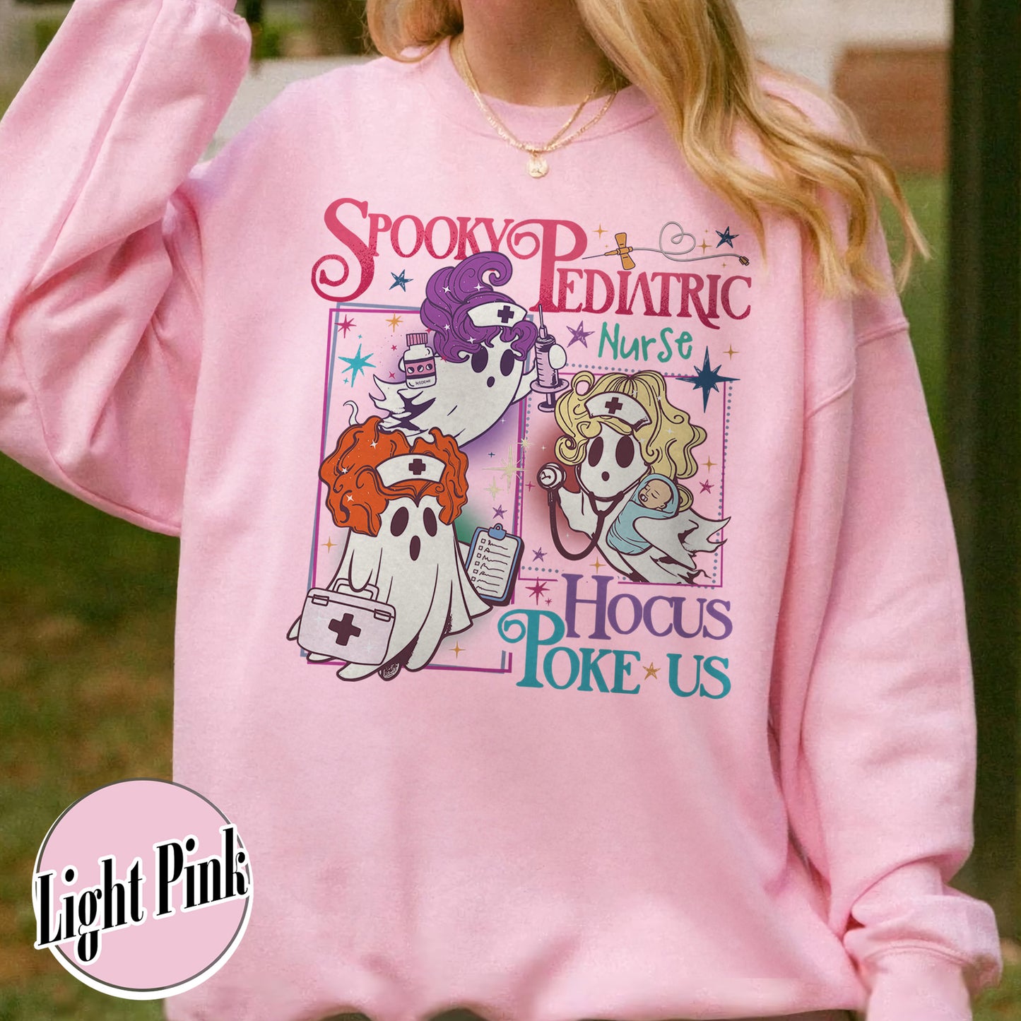 Halloween PEDs Nurse Sweatshirt, Hocus Poke Us Witch Nurse Sweatshirt, Spooky Pediatric Nurse Sweatshirt