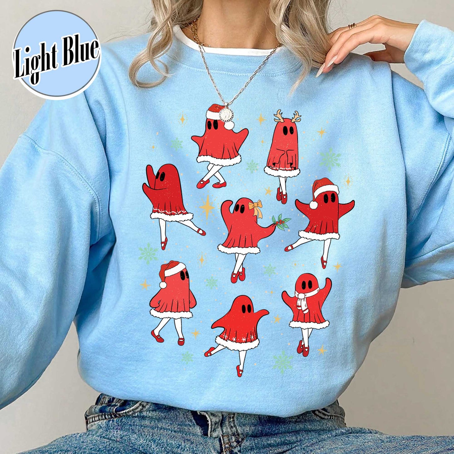 Ballet Ghost Sweatshirt, Ballet Christmas Sweatshirt, Christmas Sweatshirt for Dancer, Dance Teacher Christmas Sweatshirt, Cute Christmas Ghost Sweatshirt, Xmas Gift