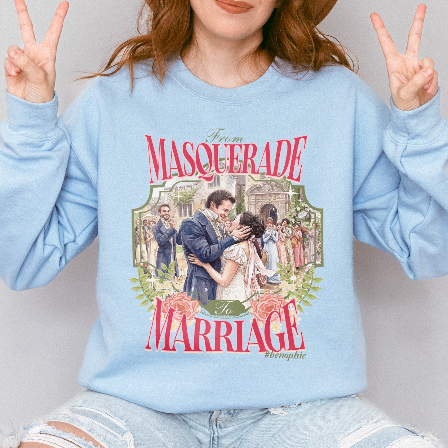 From Masquerade to Marriage #benophie Regency Wedding, Bridgerton Inspired Romance Book Lover Sweatshirt