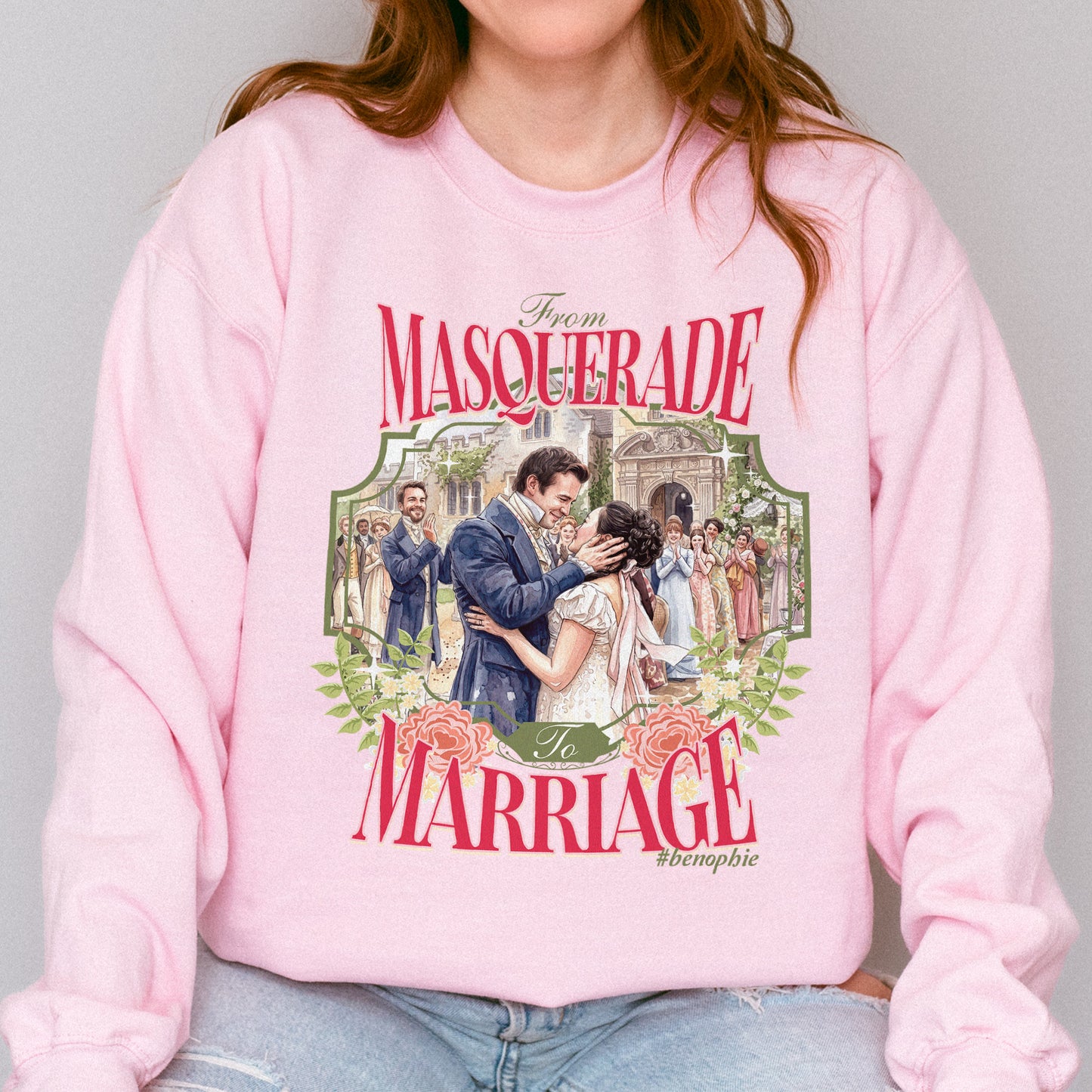 From Masquerade to Marriage #benophie Regency Wedding, Bridgerton Inspired Romance Book Lover Sweatshirt