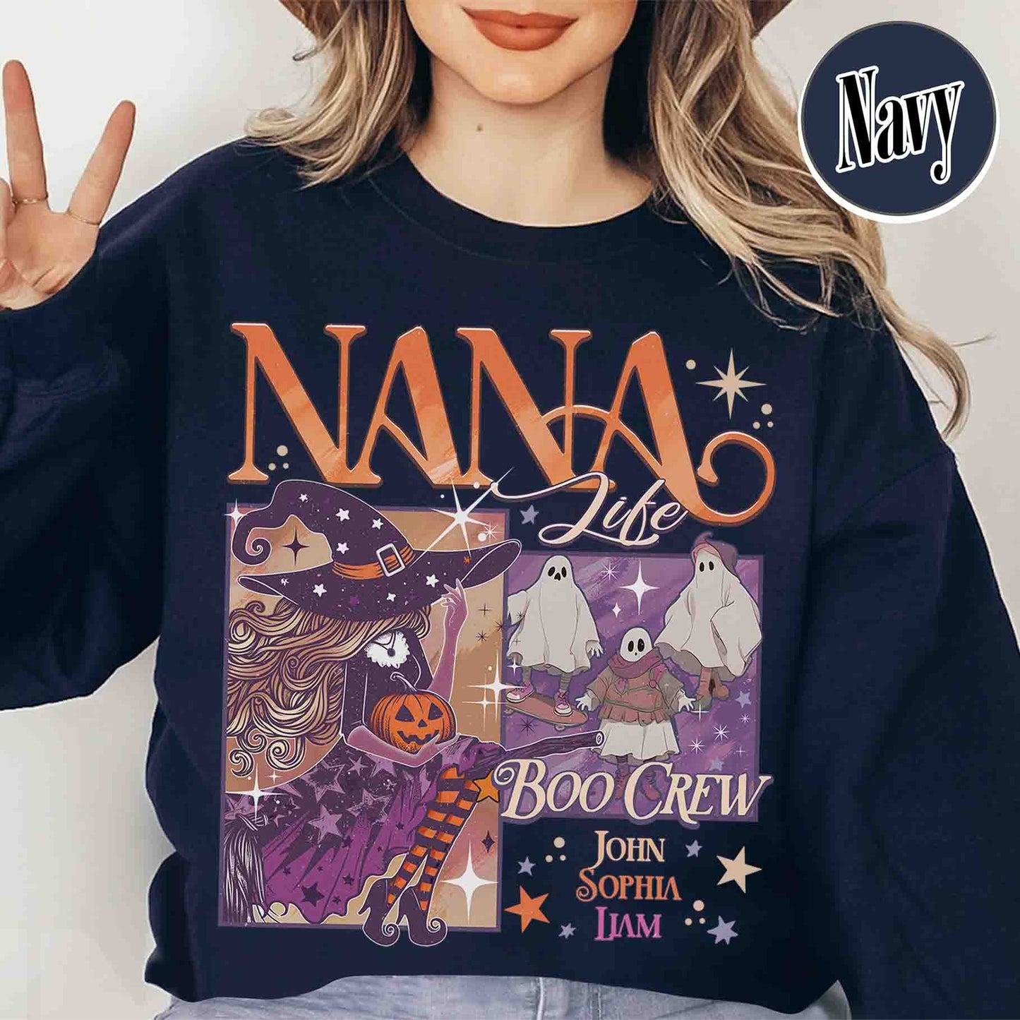 Halloween Sweatshirt, Custom Halloween Nana Witch Sweatshirt, Spooky Mama Sweatshirt
