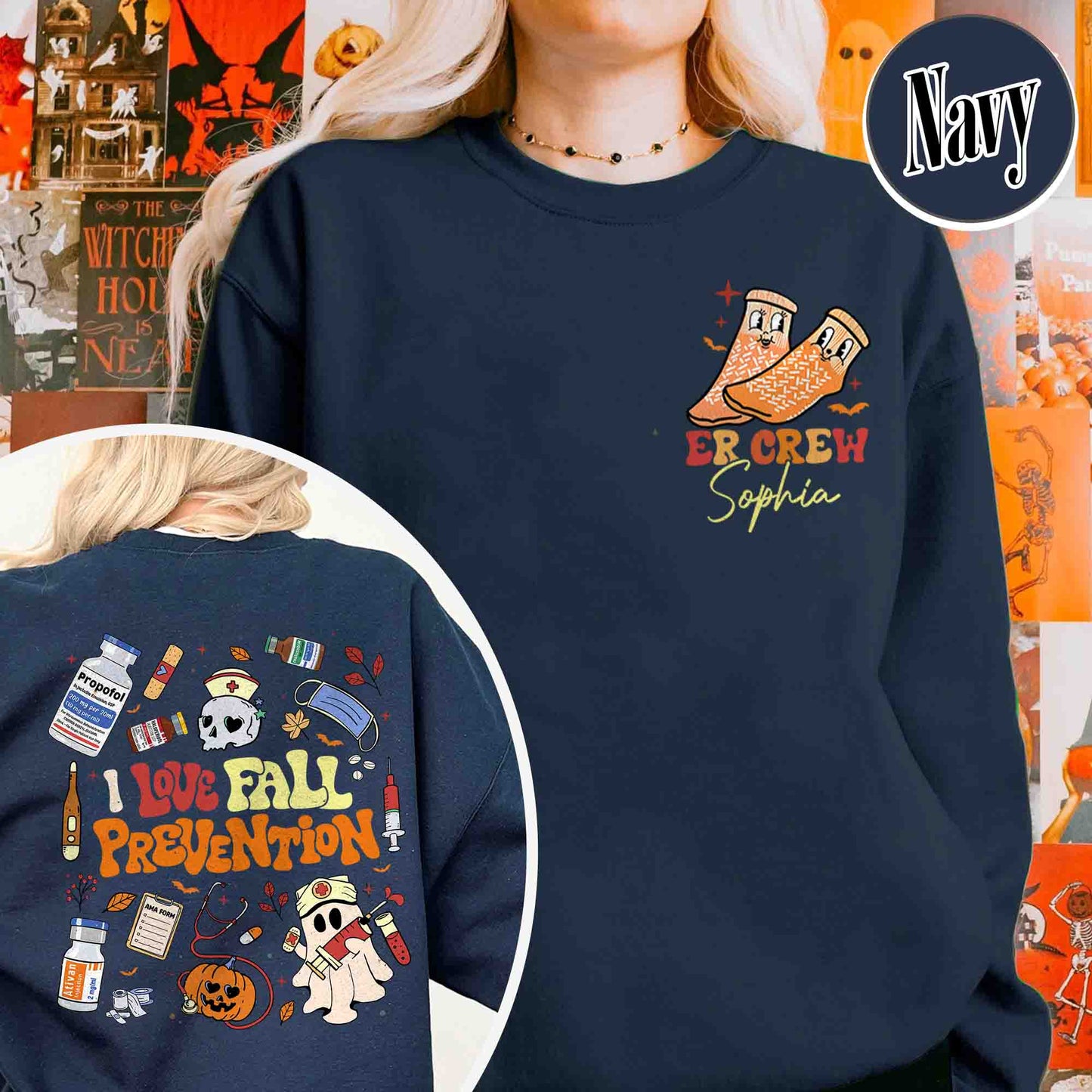 Halloween Nurse Sweatshirt, Custom Fall Nurse Prevention Sweatshirt, Nurse Boo Crew Sweatshirt
