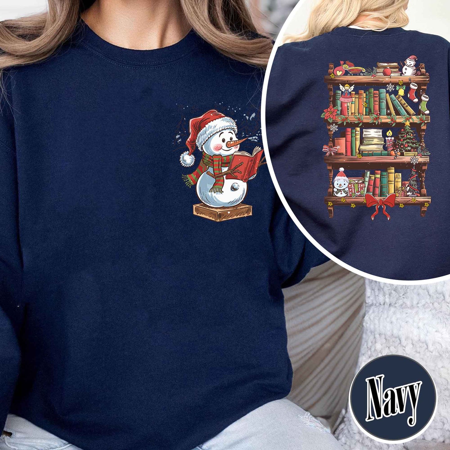 Book Lover Librarian Sweatshirt, Snowman Read Book Sweatshirt, Bookworm Christmas Sweatshirt