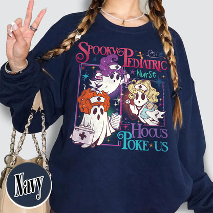 Halloween PEDs Nurse Sweatshirt, Hocus Poke Us Witch Nurse Sweatshirt, Spooky Pediatric Nurse Sweatshirt