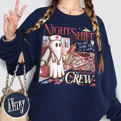Halloween RN Sweatshirt, Night Shift Crew Ghost Sweatshirt, Registered Nurse Halloween Sweatshirt