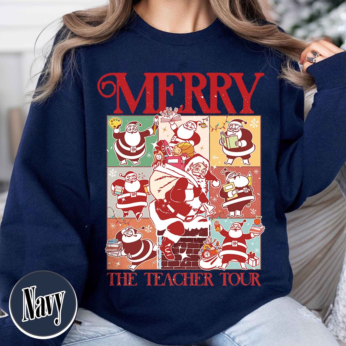 Christmas Teacher Sweatshirt, Santa Teacher Era Tour Sweatshirt, Merry Christmas Sweatshirt