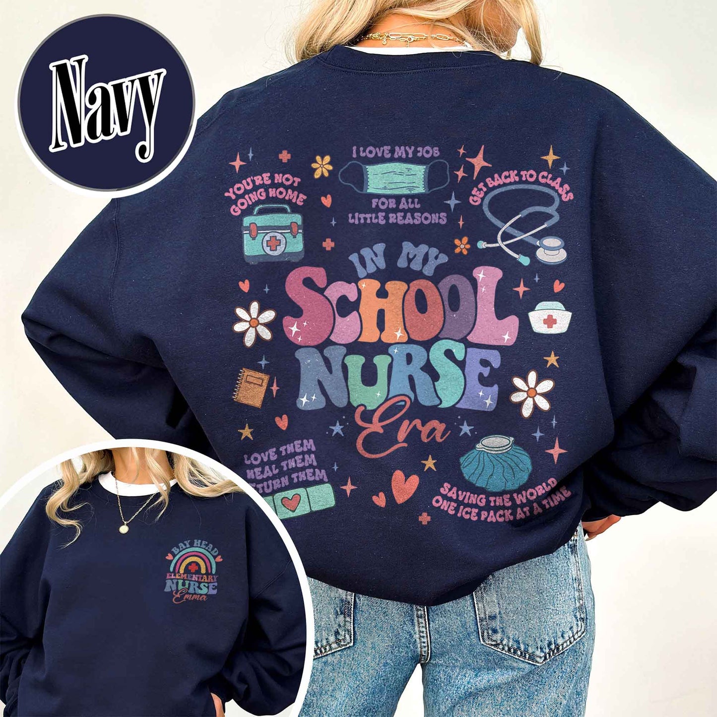 Personalized School Nurse Sweatshirts, Custom Nurse Sweatshirts, Nursing School Sweatshirt, Nursing School Gift, in My Nursing School Era Sweatshirts
