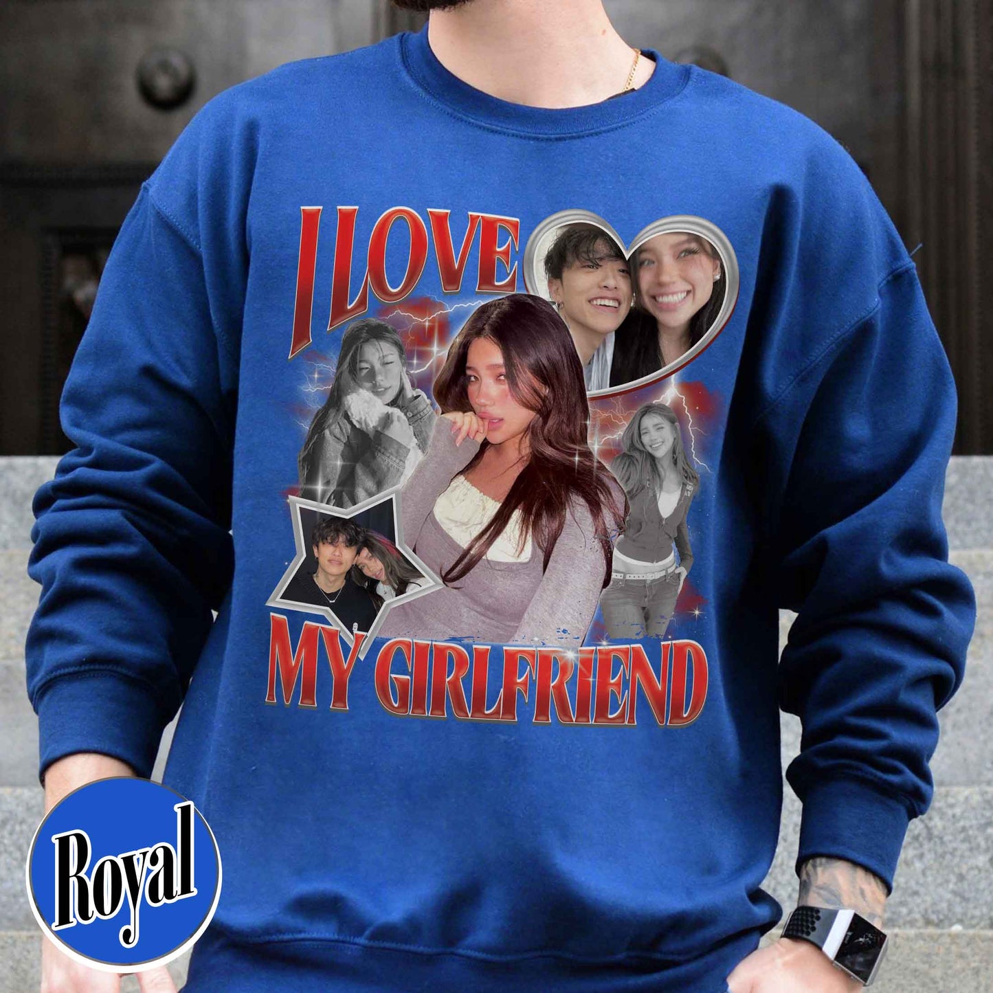 Valentine’s Day Sweatshirt, Custom I Love My Girlfriend Sweatshirt, Custom Photo Rap Sweatshirt