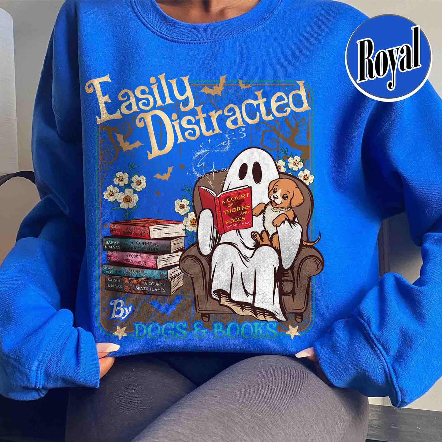 Halloween Book Lover Sweatshirt, Easily Distracted Cats and Books Sweatshirt, Books and Black Cats Sweatshirt