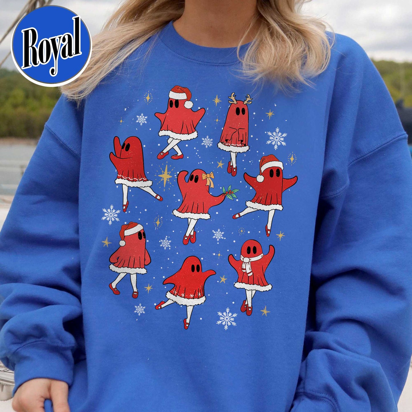 Ballet Ghost Sweatshirt, Ballet Christmas Sweatshirt, Christmas Sweatshirt for Dancer, Dance Teacher Christmas Sweatshirt, Cute Christmas Ghost Sweatshirt, Xmas Gift