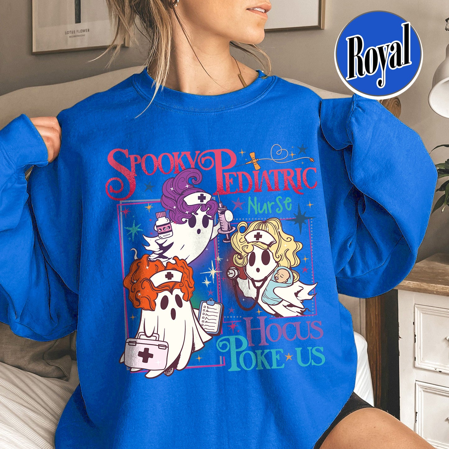 Halloween PEDs Nurse Sweatshirt, Hocus Poke Us Witch Nurse Sweatshirt, Spooky Pediatric Nurse Sweatshirt