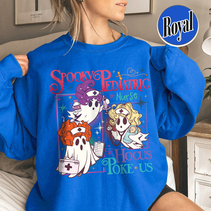 Halloween PEDs Nurse Sweatshirt, Hocus Poke Us Witch Nurse Sweatshirt, Spooky Pediatric Nurse Sweatshirt
