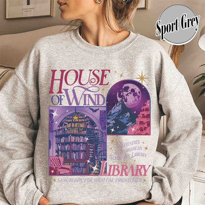 Bookish Sweatshirt, House of Wind Library Sweatshirt, Acotar Sweatshirt, Library Velaris Sweatshirt