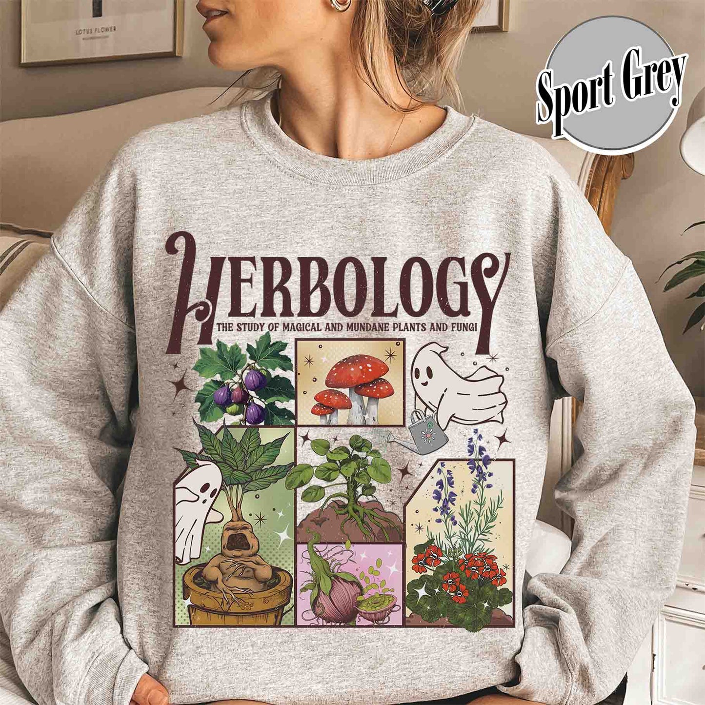 Halloween Sweatshirt, Herbology Plants Sweatshirt, Gardening Sweatshirt, Cute Ghost Sweatshirt