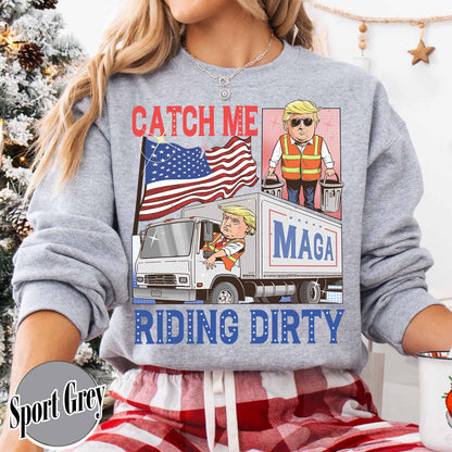 Trump Garbage Man in Trash Truck Sweatshirt, Republican Sweatshirt, Trump Supporter Sweatshirt, MAGA, Daddy’s Home Sweatshirt, Trump 2024 Sweatshirt, Garbage Team Sweatshirt