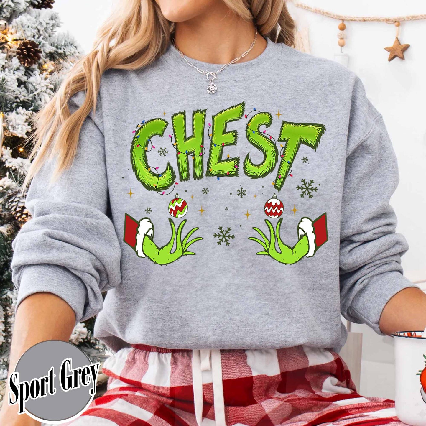 Chest Nuts Couples Matching Sweatshirts, Funny Couple Christmas Sweatshirt, Matching Christmas Outfits Boyfriend Girlfriend, Chest Nuts Christmas Sweatshirt