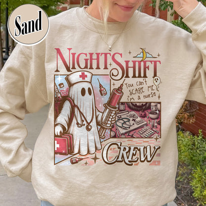Halloween RN Sweatshirt, Night Shift Crew Ghost Sweatshirt, Registered Nurse Halloween Sweatshirt
