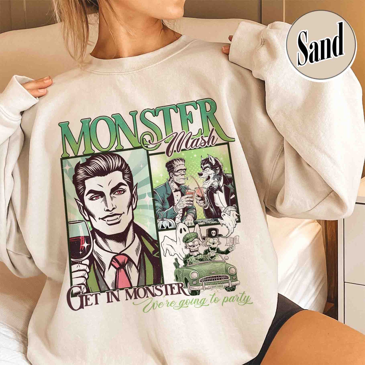 Halloween Sweatshirt, Monster Mash Sweatshirt, Get in Monster Sweatshirt, Ghost Halloween Sweatshirt
