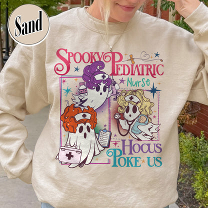 Halloween PEDs Nurse Sweatshirt, Hocus Poke Us Witch Nurse Sweatshirt, Spooky Pediatric Nurse Sweatshirt