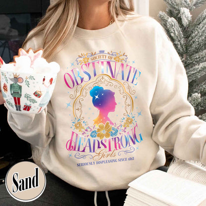 Society of Obstinate Headstrong Girls Sweatshirt, Pride and Prejudice Sweatshirt, Strong Girl Sweatshirt, Feminist Sweatshirt, Book Lover Gift, Power Girl Head Sweatshirt