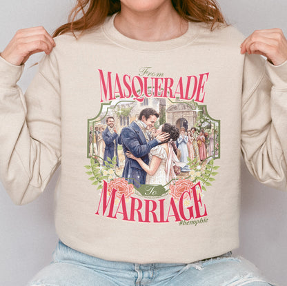 From Masquerade to Marriage #benophie Regency Wedding, Bridgerton Inspired Romance Book Lover Sweatshirt