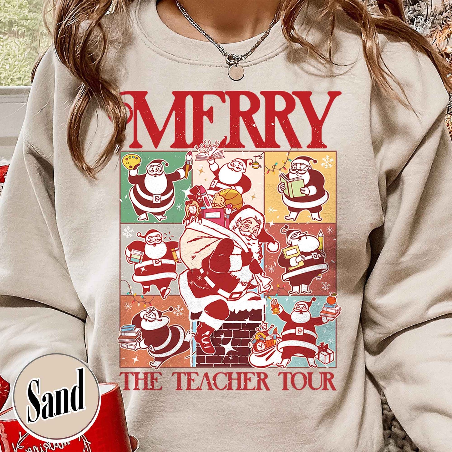 Christmas Teacher Sweatshirt, Santa Teacher Era Tour Sweatshirt, Merry Christmas Sweatshirt