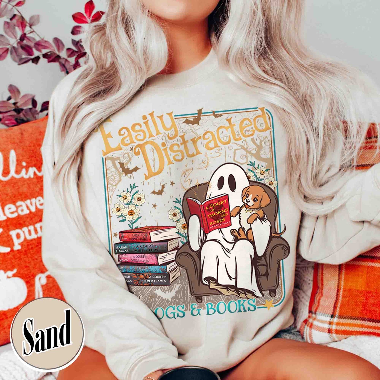 Halloween Book Lover Sweatshirt, Easily Distracted Cats and Books Sweatshirt, Books and Black Cats Sweatshirt