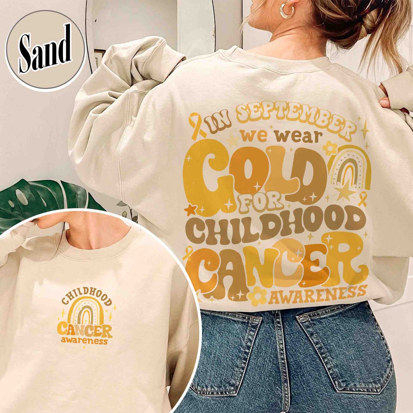 Cancer Awareness Sweatshirt, I Wear Gold for Childhood Cancer Awareness Sweatshirt, Cancer Support Squad Sweatshirt