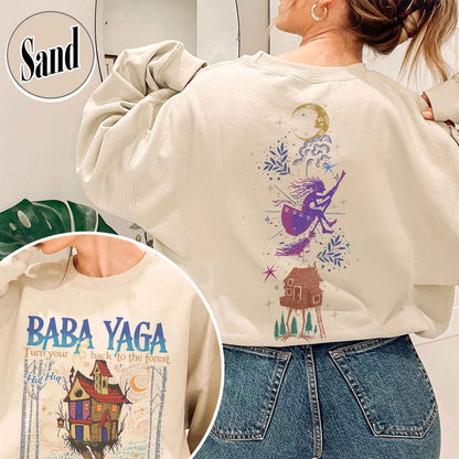 Baba Yaga SweatShirt, Baba Yaga House SweatShirt, Fairy Tale SweatShirt, Baba Yaga Hut, Warm Slavic Folklore Graphic SweatShirt for Witches