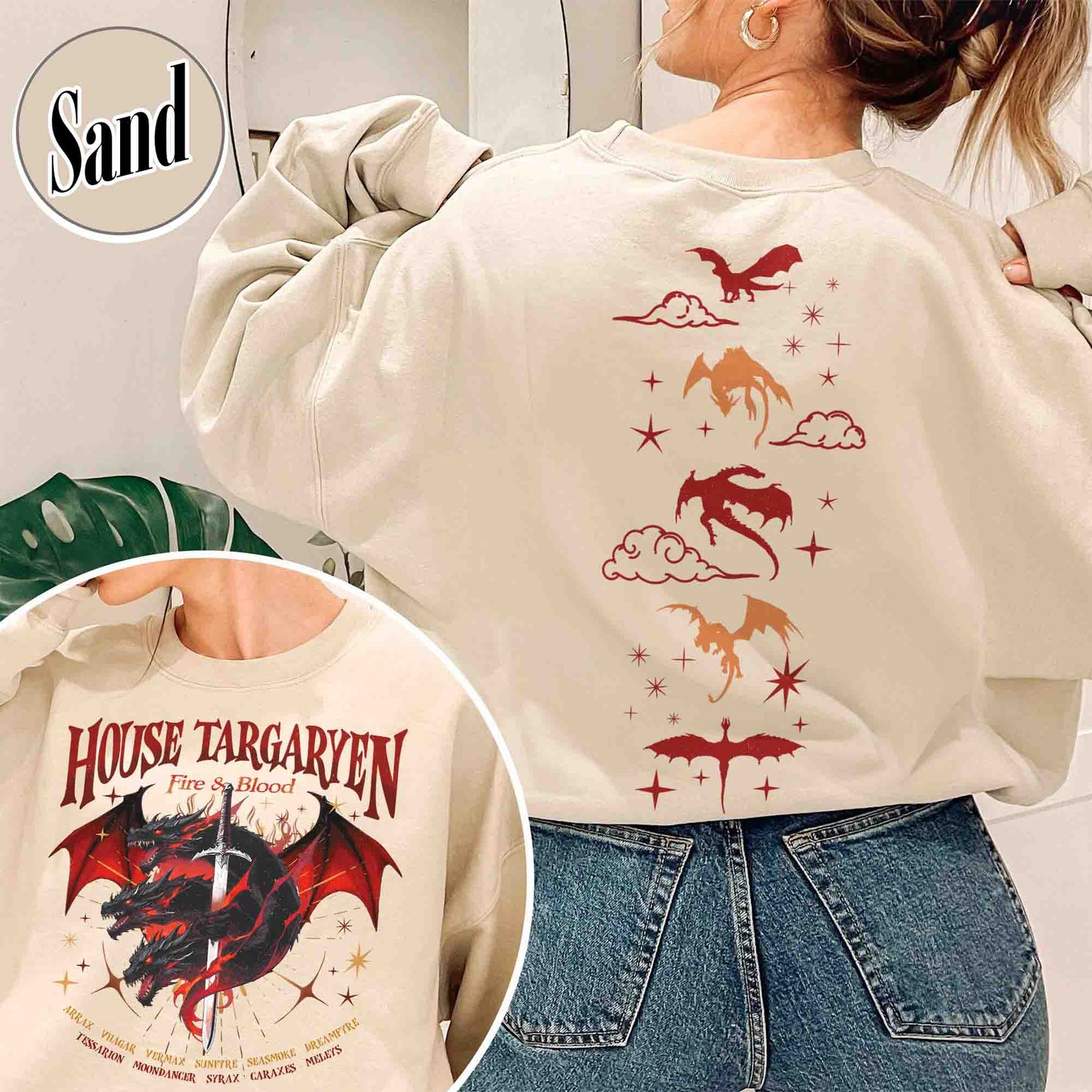 HOTD Sweatshirt, House of the D Sweatshirt, GOT Sweatshirt, Meleys, Shirt With Dragons, Dragon Lovers Sweatshirt, Targaryen Sweatshirt, Team Black, Dragons