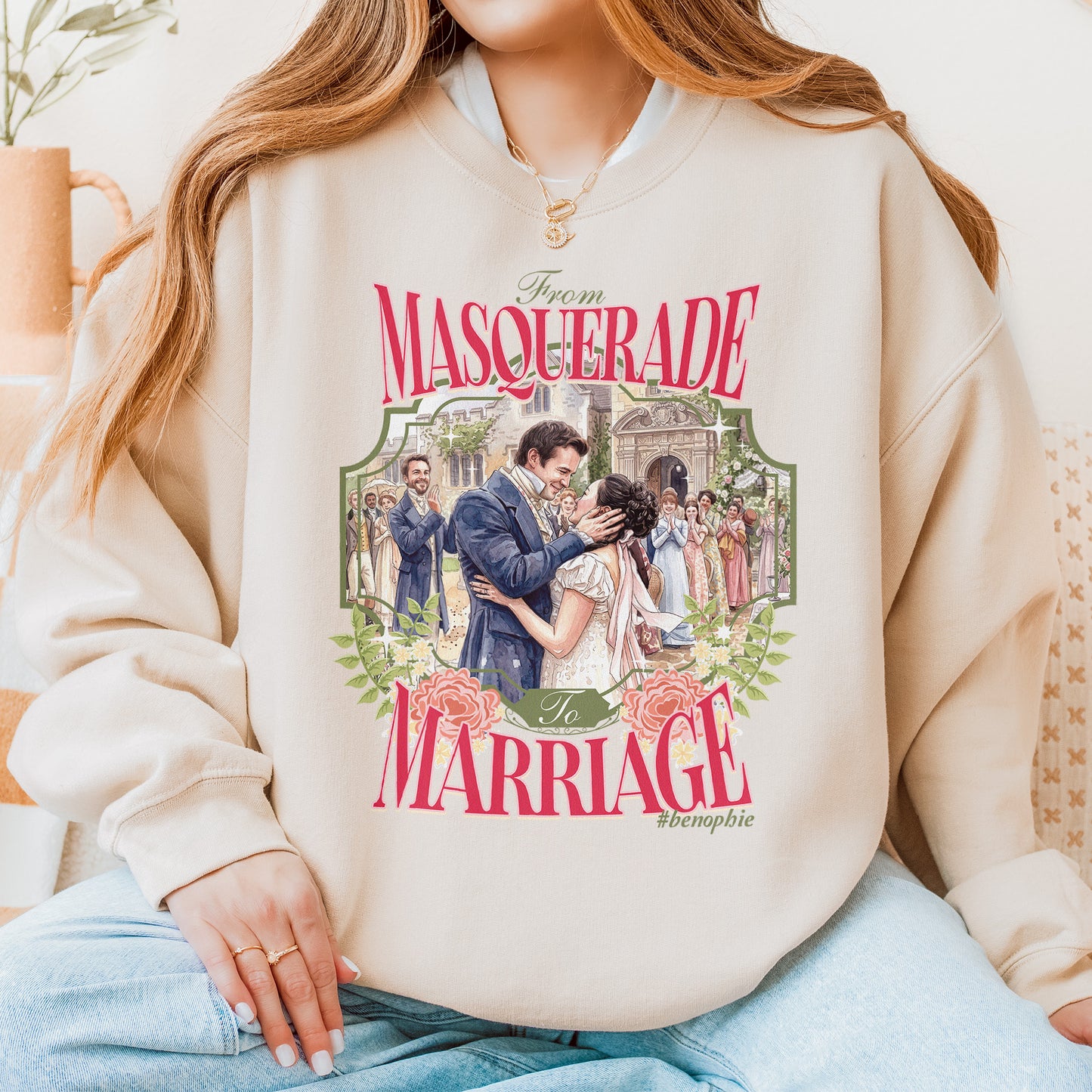 From Masquerade to Marriage #benophie Regency Wedding, Bridgerton Inspired Romance Book Lover Sweatshirt