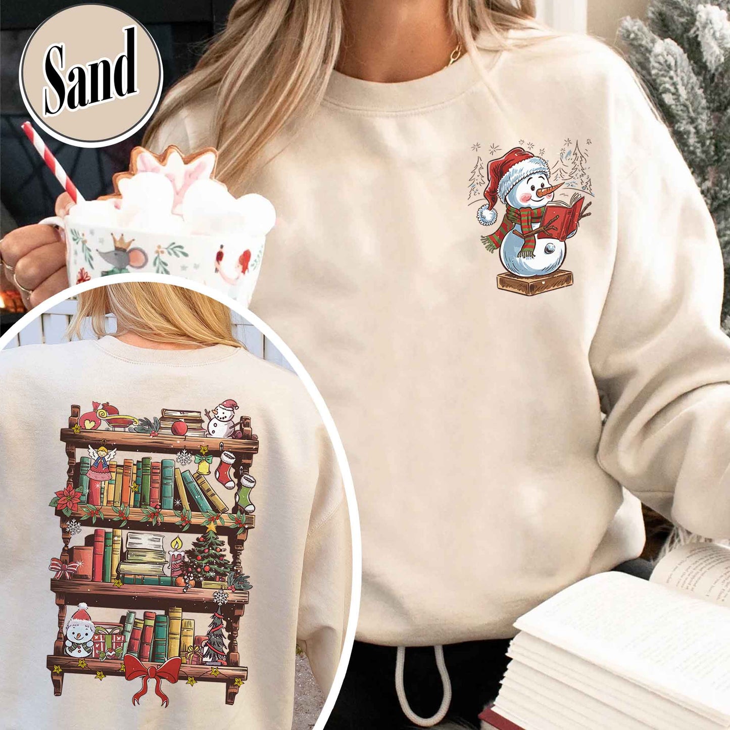 Funny Librarian Sweatshirt, Book Lover Librarian Gift, Bookworm Christmas Sweatshirt, Library Shirts for Christmas, Snowman Read Book Sweatshirt