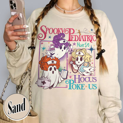 Halloween PEDs Nurse Sweatshirt, Hocus Poke Us Witch Nurse Sweatshirt, Spooky Pediatric Nurse Sweatshirt
