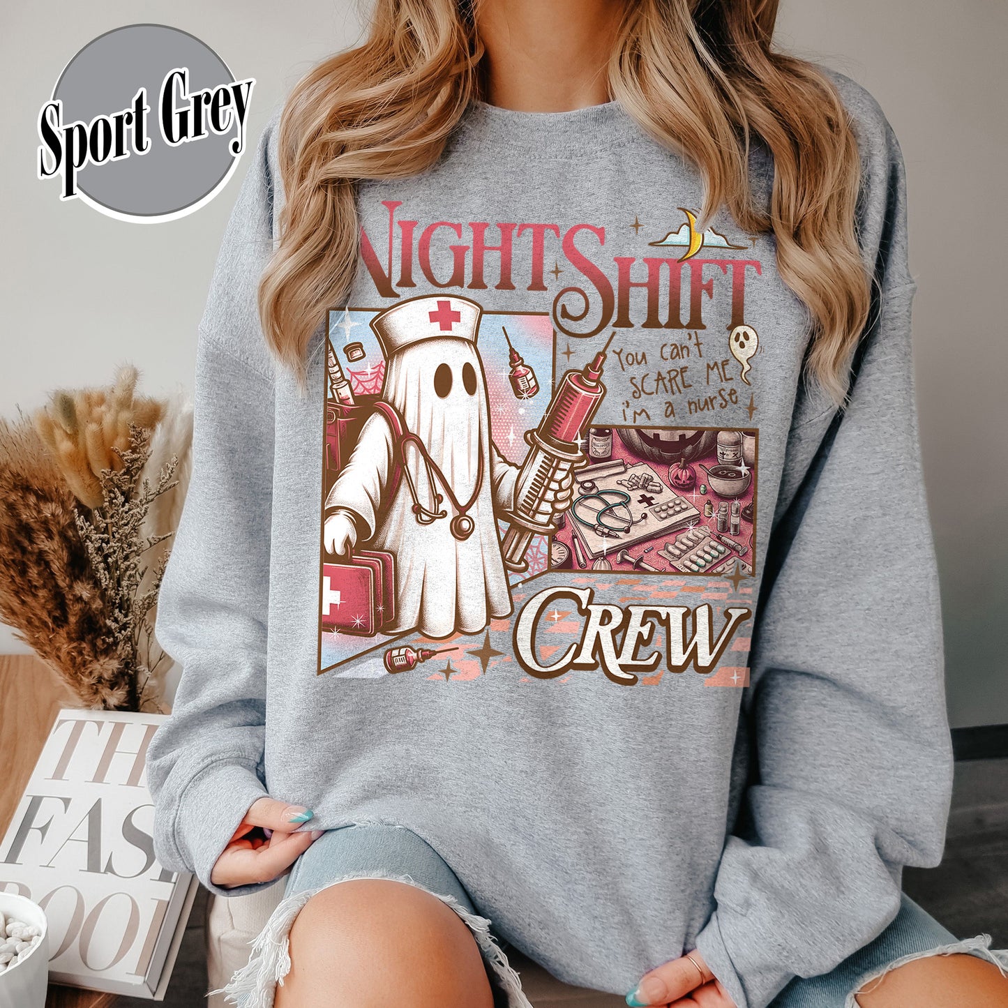 Halloween RN Sweatshirt, Night Shift Crew Ghost Sweatshirt, Registered Nurse Halloween Sweatshirt