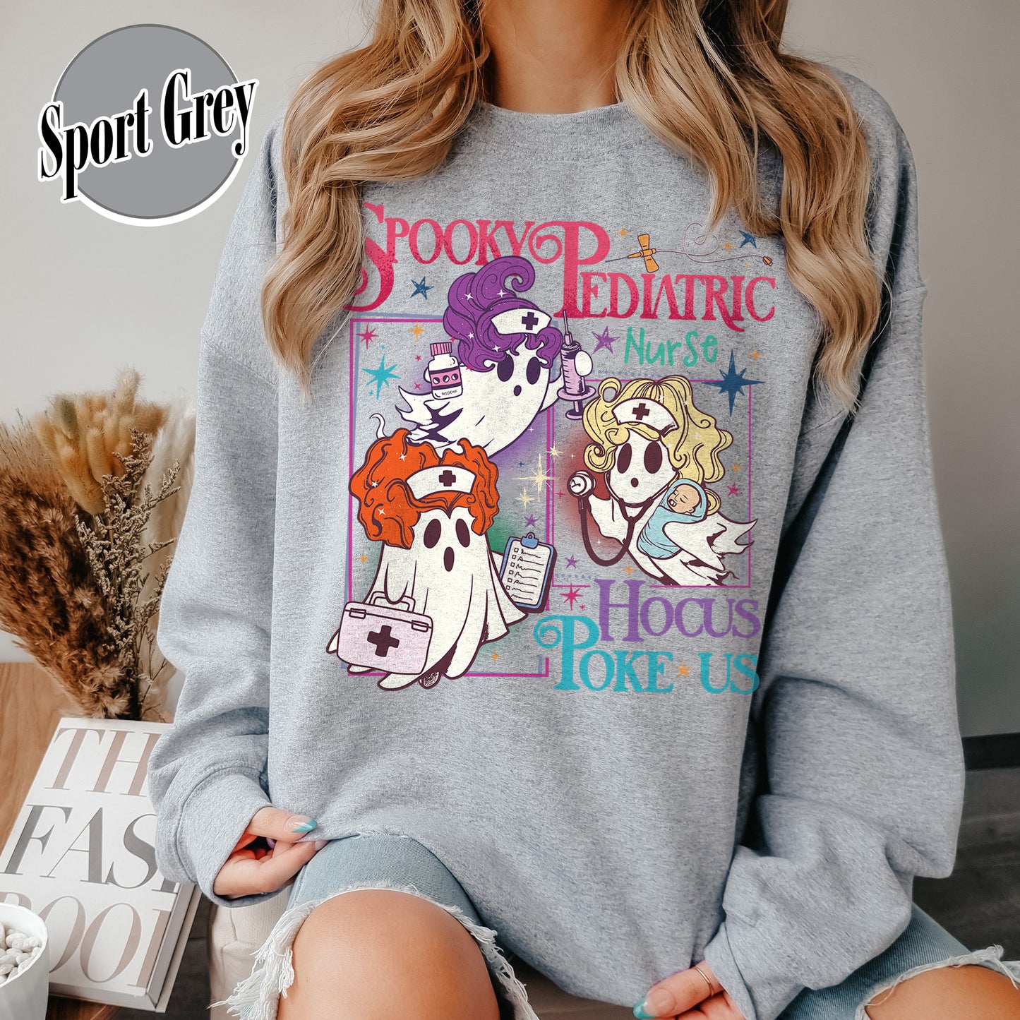 Halloween PEDs Nurse Sweatshirt, Hocus Poke Us Witch Nurse Sweatshirt, Spooky Pediatric Nurse Sweatshirt