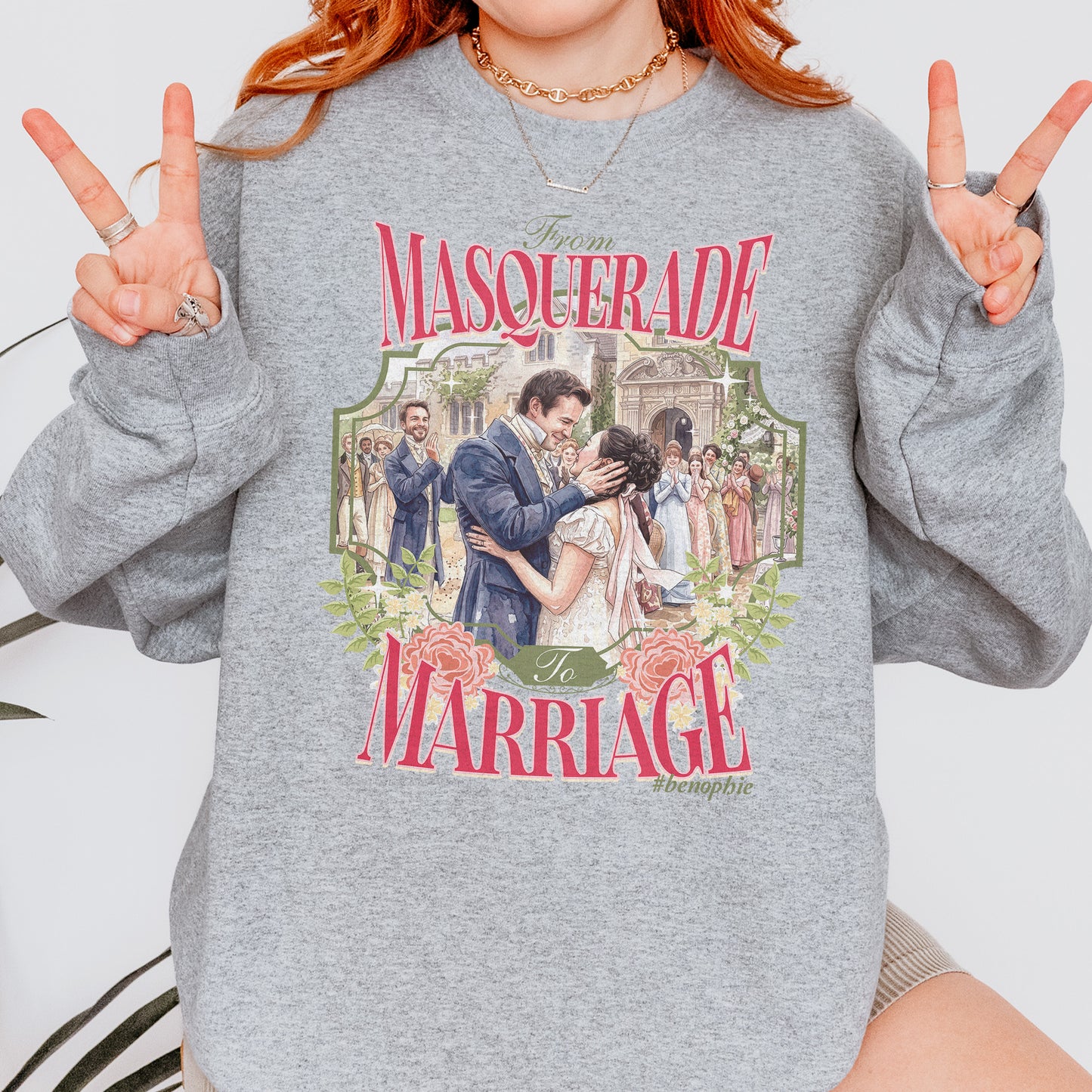 From Masquerade to Marriage #benophie Regency Wedding, Bridgerton Inspired Romance Book Lover Sweatshirt