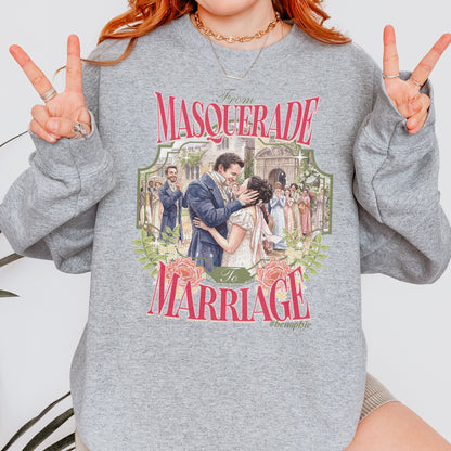 From Masquerade to Marriage #benophie Regency Wedding, Bridgerton Inspired Romance Book Lover Sweatshirt