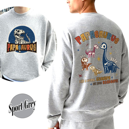 Papasaurus Sweatshirt, Custom Papasaurus Sweatshirt, Personalized Grandpasaurus Like a Normal Grandpa but More Roarsome Sweatshirt, Papa Sweatshirt, Fathers Day