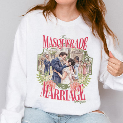From Masquerade to Marriage #benophie Regency Wedding, Bridgerton Inspired Romance Book Lover Sweatshirt