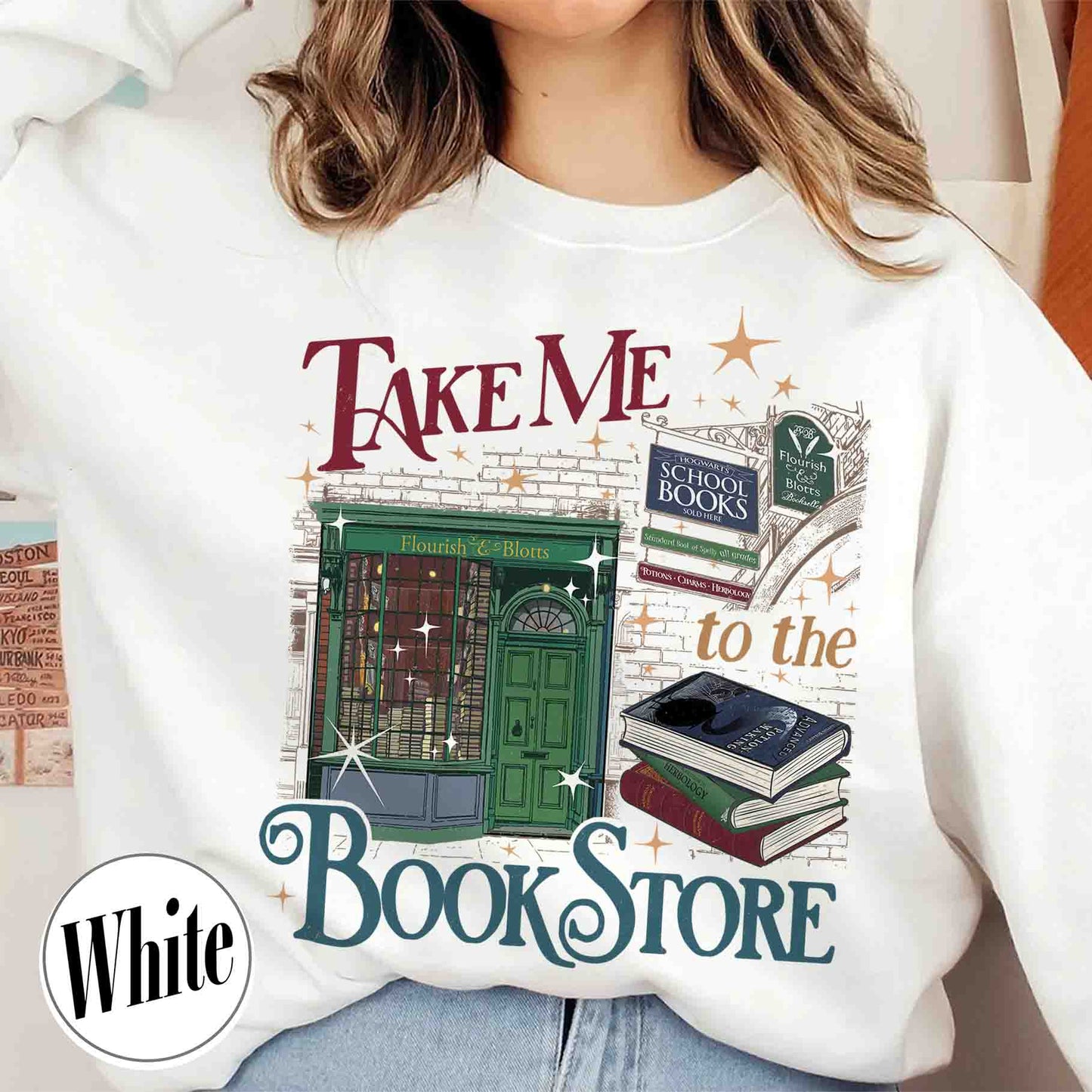 Wizard Book Shop Sweatshirt, Take Me to the Book Store Sweatshirt, Bookseller Wizarding HP World sweatshirt