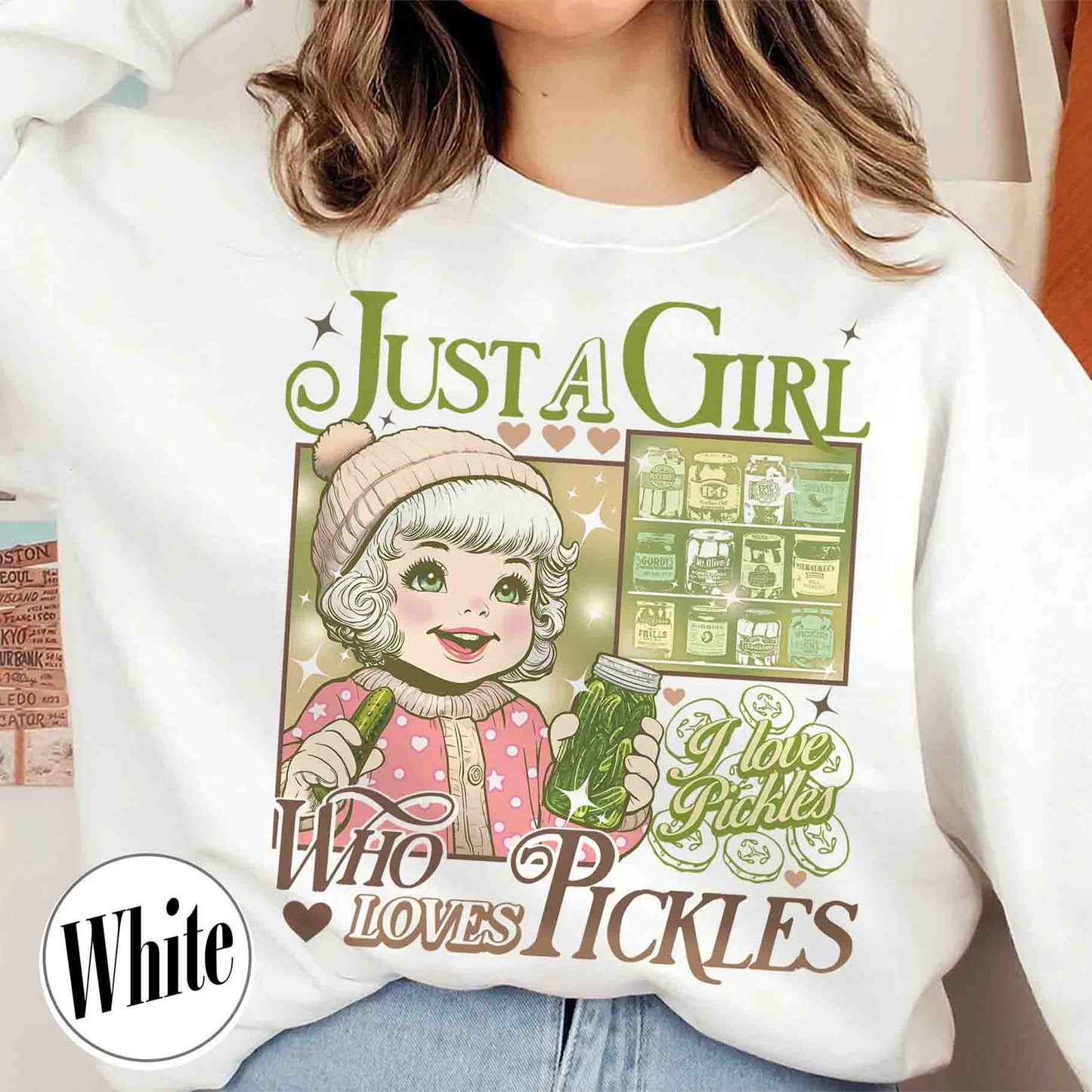 Pickle Sweatshirt, Just a Girl Who Loves Pickles Sweatshirt, Women Christmas Gift