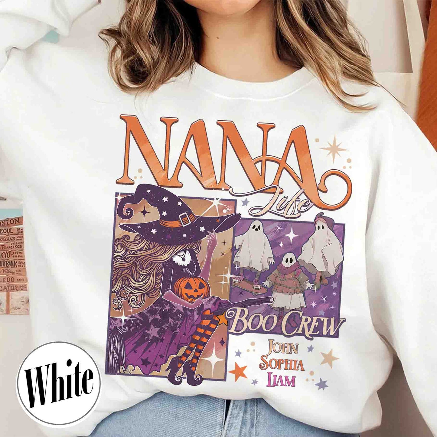 Halloween Sweatshirt, Custom Halloween Nana Witch Sweatshirt, Spooky Mama Sweatshirt